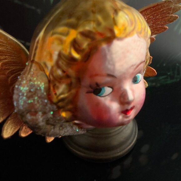 Christopher Radko Angel Head with Wings Glass Ornament Retired - Picture 2 of 7